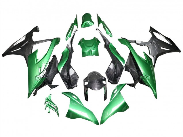 2019-2022 BMW S1000RR Motorcycle Fairings - Glossy Black Green Carbon Fiber UK Manufacturers