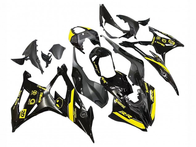 2019-2022 BMW S1000RR Motorcycle Fairings - Glossy Black Yellow UK Manufacturers