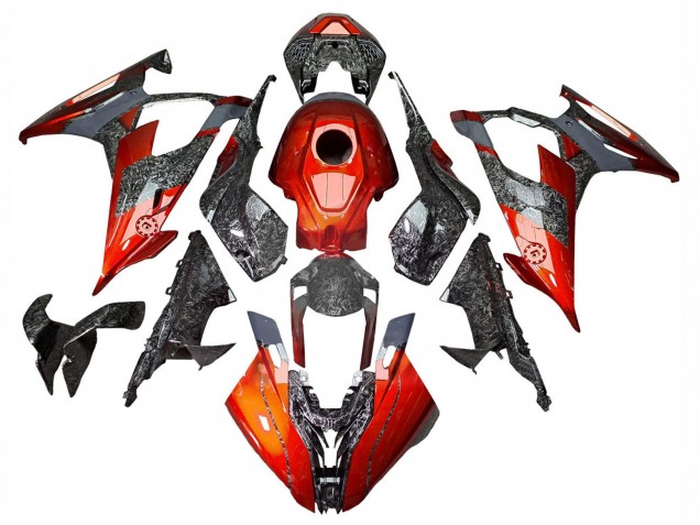 2019-2022 BMW S1000RR Motorcycle Fairings - Dark Orange Forged Carbon Fiber UK Manufacturers