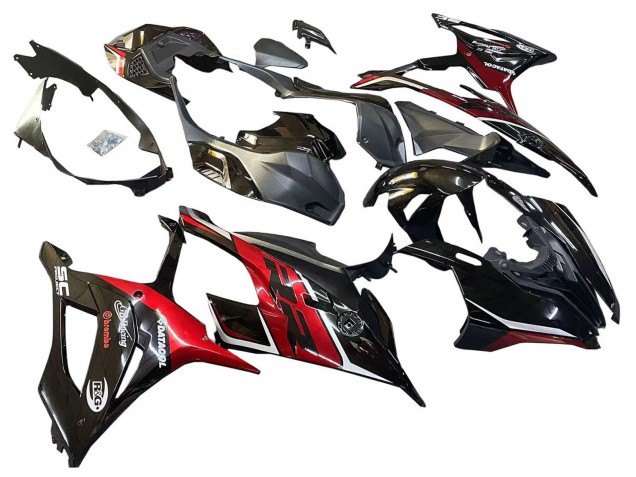 2019-2022 BMW S1000RR Motorcycle Fairings - Black Dark Red UK Manufacturers