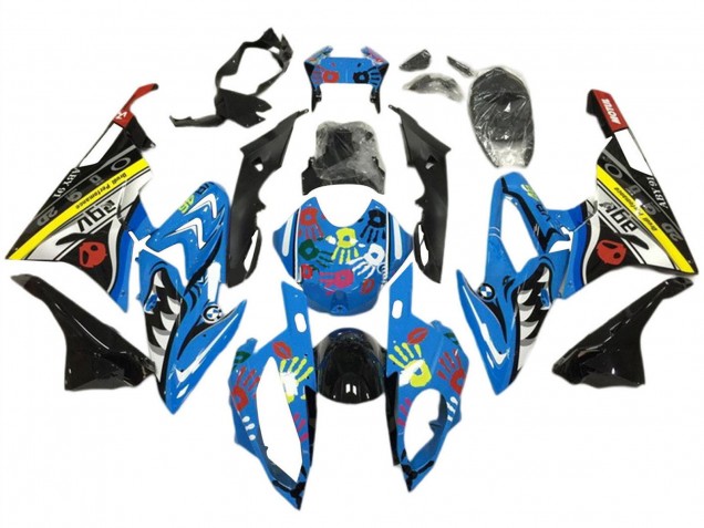 2017-2018 BMW S1000RR Motorcycle Fairings - Blue Yellow Black Shark UK Manufacturers