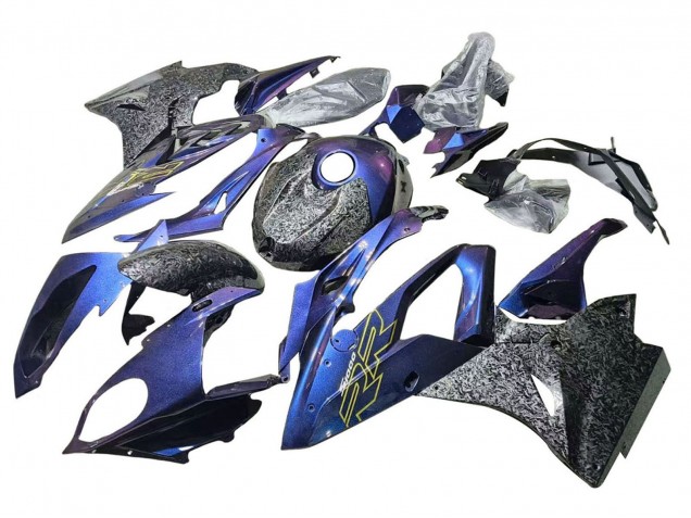 2015-2016 BMW S1000RR Motorcycle Fairings - Gradient Purple Blue Forged Carbon Fiber UK Manufacturers