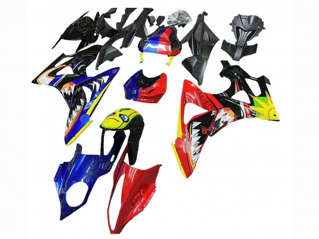 2009-2014 BMW S1000RR Motorcycle Fairings - Red Blue Yellow Shark UK Manufacturers