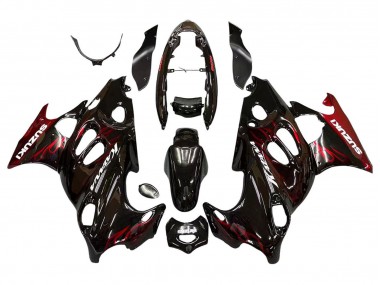 2004-2006 Suzuki GSX600F/GSX750F Motorcycle Fairings - Glossy Black Red Flame UK Manufacturers