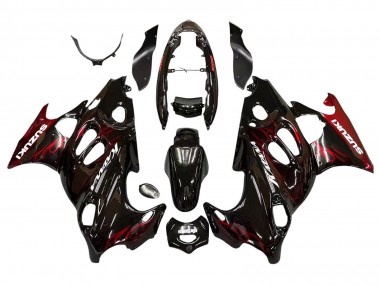2004-2006 Suzuki GSX600F/GSX750F Motorcycle Fairings - Glossy Black Red Flame UK Manufacturers