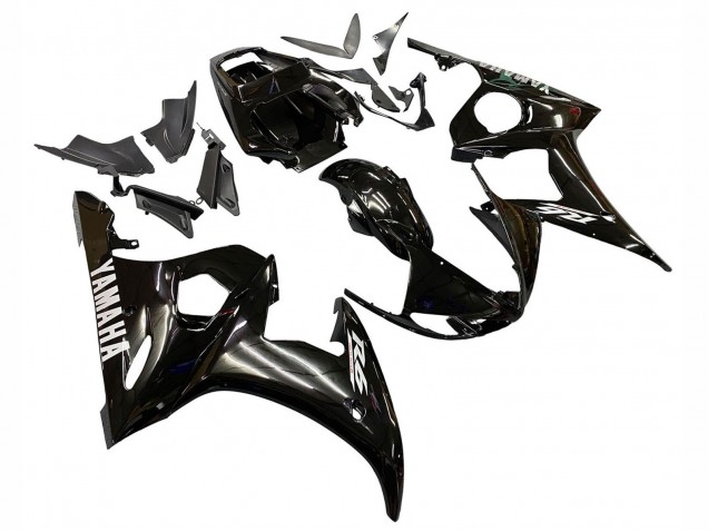 2006-2009 Yamaha YZF R6S Motorcycle Fairings - Glossy Black White Decals UK Manufacturers