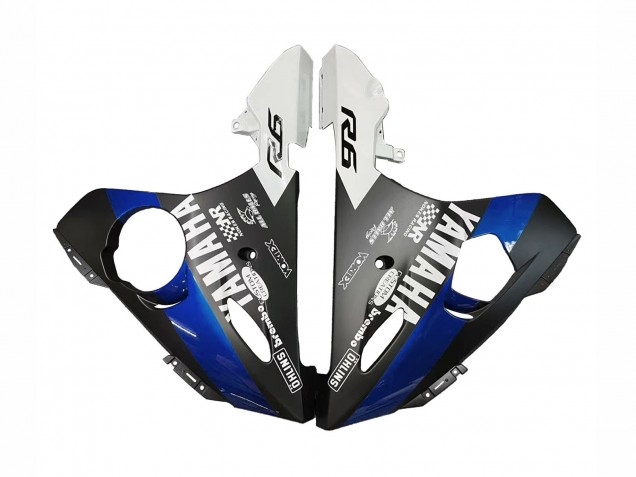 2006-2009 Yamaha YZF R6S Motorcycle Fairings - Blue White Glossy Black Yamalube UK Manufacturers
