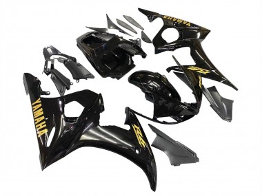 2006-2009 Yamaha YZF R6S Motorcycle Fairings - Glossy Black Gold Decals UK Manufacturers