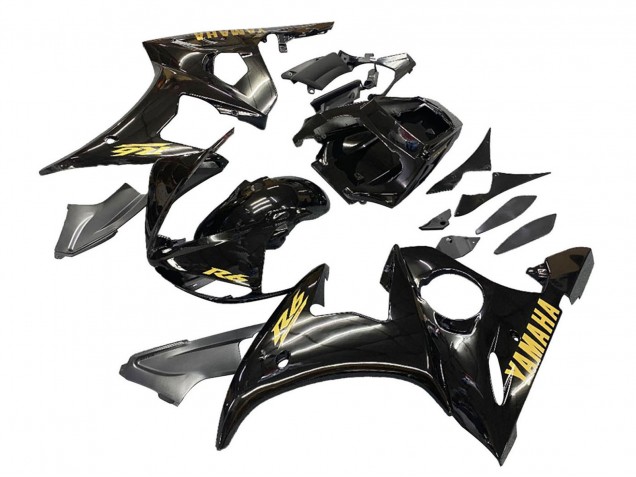 2006-2009 Yamaha YZF R6S Motorcycle Fairings - Glossy Black Gold Decals UK Manufacturers