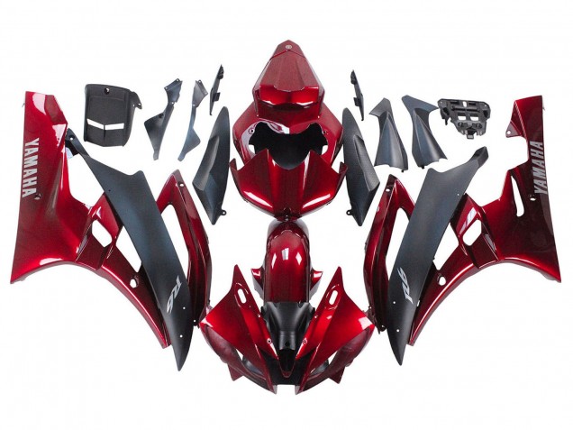 2006-2007 Yamaha YZF 600 R6 Motorcycle Fairing - Red Matte Black UK Manufacturers