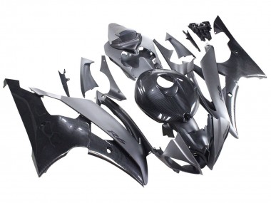 2008-2016 Yamaha YZF 600 R6 Motorcycle Fairings - Grey Black Carbon Fiber Style UK Manufacturers