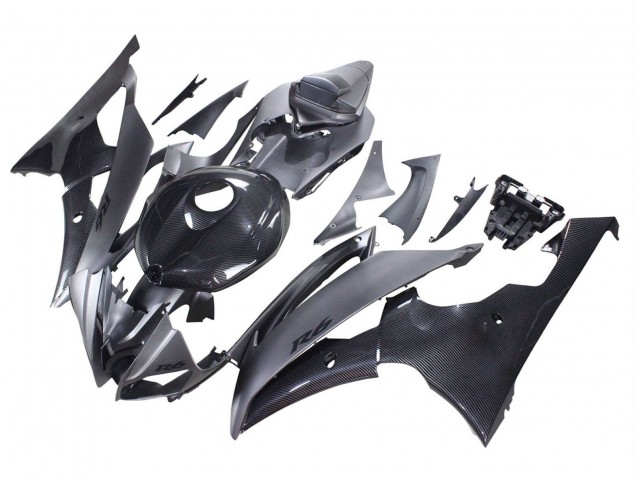 2008-2016 Yamaha YZF 600 R6 Motorcycle Fairings - Grey Black Carbon Fiber Style UK Manufacturers