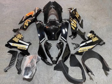 2021-2025 Kawasaki ZX10R Motorcycle Fairings - Glossy Black Gold Elf Snow UK Manufacturers