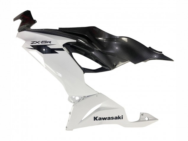 2019-2022 Kawasaki ZX6R Motorcycle Fairings - White Black Carbon Fiber UK Manufacturers