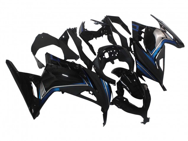 2013-2024 Kawasaki EX300 Motorcycle Fairings - Glossy Black Blue UK Manufacturers