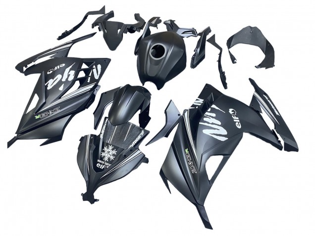 2013-2024 Kawasaki EX300 Motorcycle Fairings - Matte Black White Elf Snow UK Manufacturers