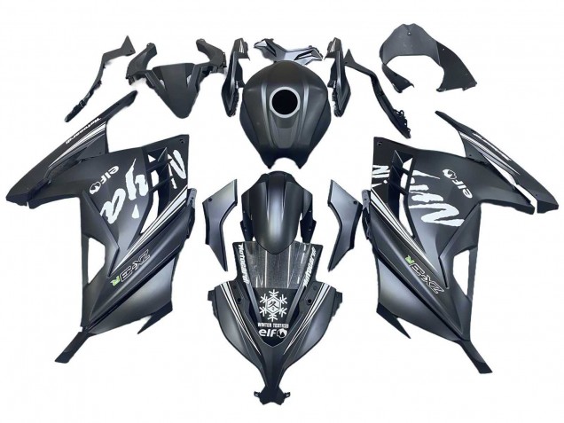 2013-2024 Kawasaki EX300 Motorcycle Fairings - Matte Black White Elf Snow UK Manufacturers