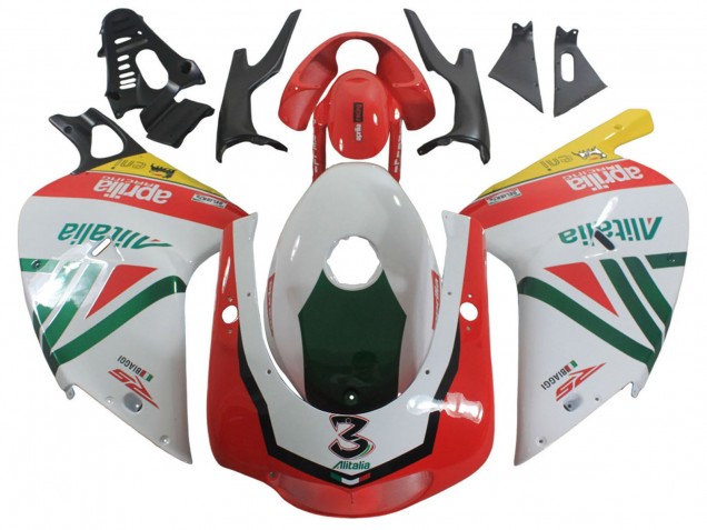 2000-2005 Aprilia RS125 Motorcycle Fairings - White Yellow Green Black Alitalia 3 UK Manufacturers