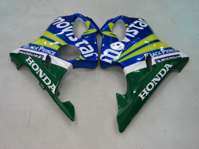 2004-2007 Honda CBR600 F4i Motorcycle Fairings - Blue Yellow Green MoviStar UK Manufacturers