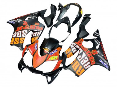 2004-2007 Honda CBR600 F4i Motorcycle Fairings - Matte Black Orange Rossi UK Manufacturers