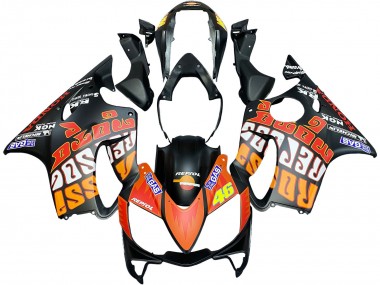 2004-2007 Honda CBR600 F4i Motorcycle Fairings - Matte Black Orange Rossi UK Manufacturers
