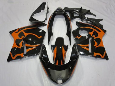 1996-2007 Honda CBR1100XX Blackbird Motorcycle Fairings - Glossy Black Orange Flame UK Manufacturers