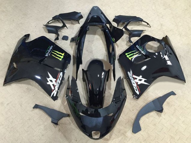 1996-2007 Honda CBR1100XX Blackbird Motorcycle Fairings - Glossy Black Green Monster UK Manufacturers