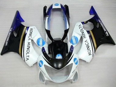 1999-2000 Honda CBR600 F4 Motorcycle Fairings - White Blue Glossy Black Konica Minolta UK Manufacturers