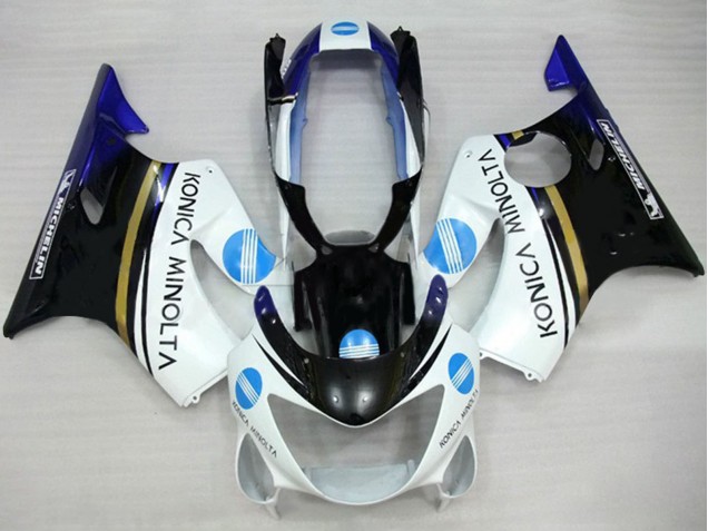 1999-2000 Honda CBR600 F4 Motorcycle Fairings - White Blue Glossy Black Konica Minolta UK Manufacturers