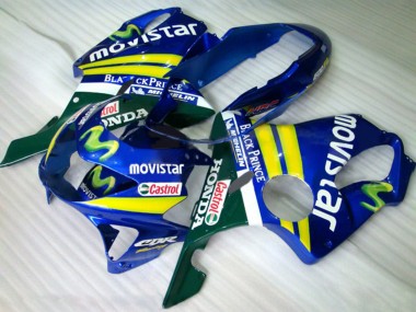 1999-2000 Honda CBR600 F4 Motorcycle Fairings - Blue Yellow Green MoviStar Castrol UK Manufacturers