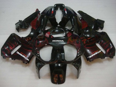 1992-1993 Honda CBR900RR 893 Motorcycle Fairings - Glossy Black Red Flame UK Manufacturers