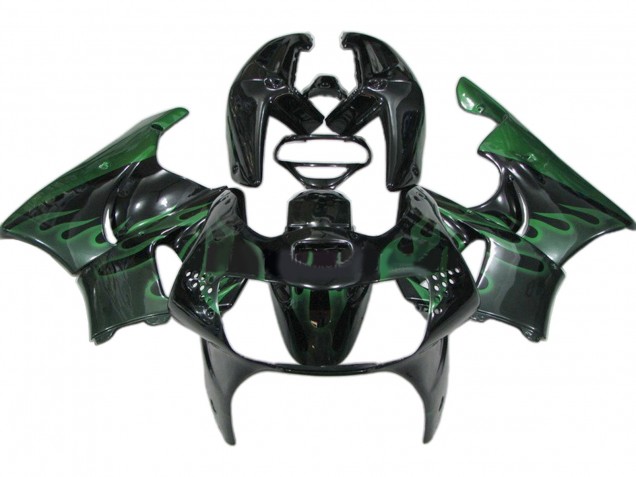 1998-1999 Honda CBR900RR 919 Motorcycle Fairings - Glossy Black Green Flame UK Manufacturers