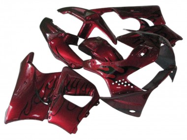 1998-1999 Honda CBR900RR 919 Motorcycle Fairings - Dark Red with Black Flame UK Manufacturers