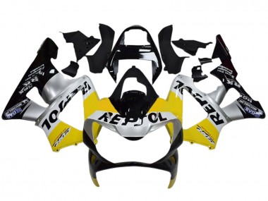 2000-2001 Honda CBR900RR 929 Motorcycle Fairings - Yellow Silver Glossy Black Repsol UK Manufacturers