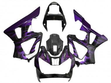 2000-2001 Honda CBR900RR 929 Motorcycle Fairings - Glossy Black Purple Flame UK Manufacturers