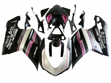 2007-2014 Ducati 848 Motorcycle Fairings - White Pink Glossy Black Connie UK Manufacturers