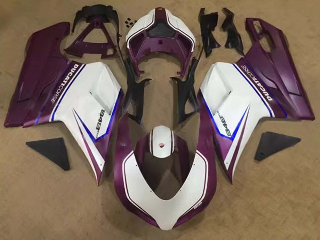 2007-2014 Ducati 848 Motorcycle Fairings - White Blue Purple Corse UK Manufacturers