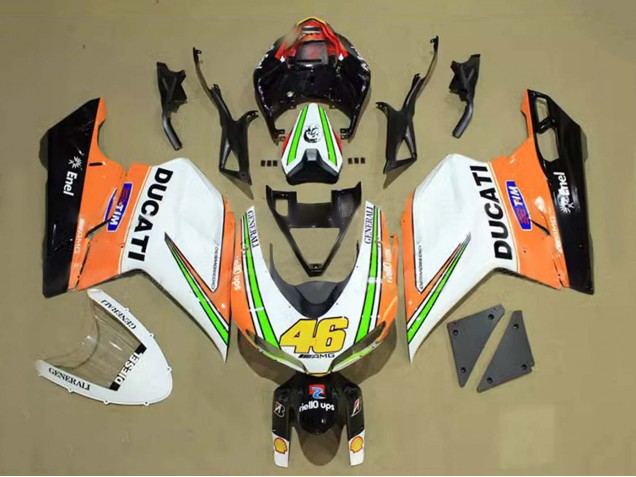 2007-2014 Ducati 848/1098/1198 Motorcycle Fairings - White Orange Green Glossy Black Tim 46 UK Manufacturers