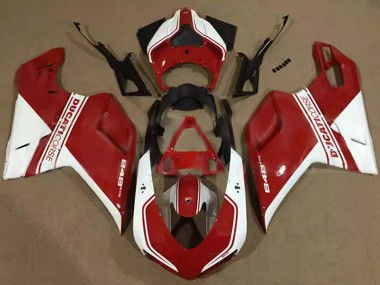 2007-2014 Ducati 848 Motorcycle Fairings - White Red Corse UK Manufacturers