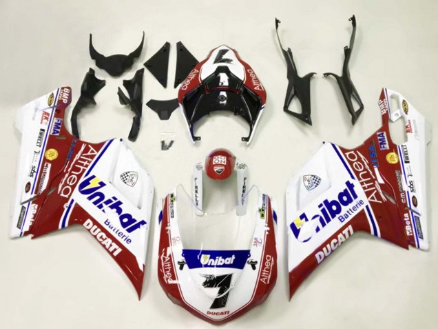 2007-2014 Ducati 848/1098/1198 Motorcycle Fairings - White Red Blue Unibat 7 UK Manufacturers