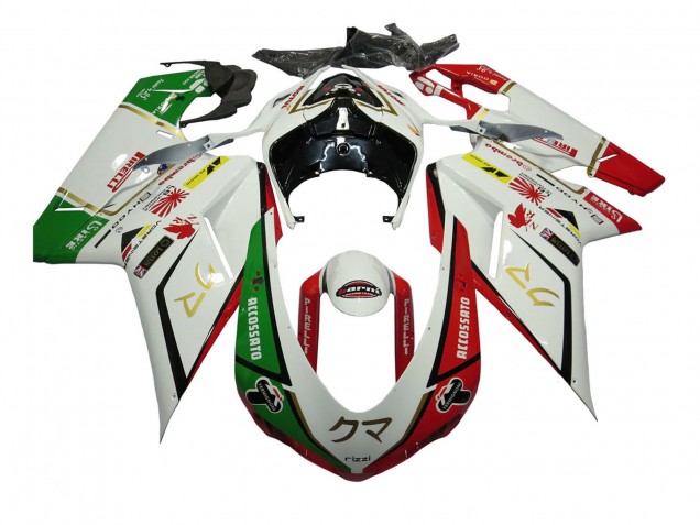 2007-2014 Ducati 848/1098/1198 Motorcycle Fairings - White Red Green Accossato UK Manufacturers