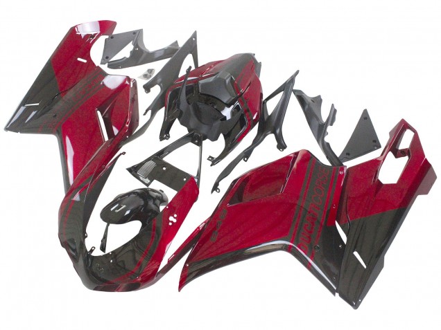 2007-2014 Ducati 848 Motorcycle Fairing - Red Glossy Black UK Manufacturers