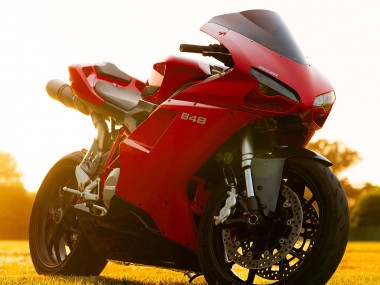2007-2014 Ducati 848 Motorcycle Fairings - Red Glossy Black UK Manufacturers