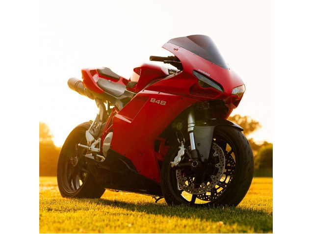 2007-2014 Ducati 848 Motorcycle Fairings - Red Glossy Black UK Manufacturers