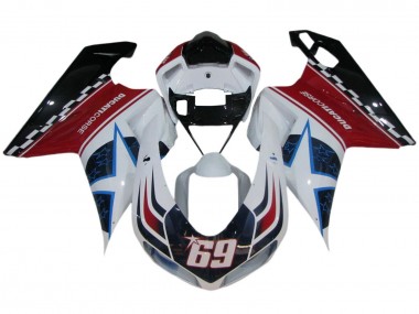 2007-2014 Ducati 848/1098/1198 Motorcycle Fairings - White Red Blue Glossy Black Corse 69 UK Manufacturers
