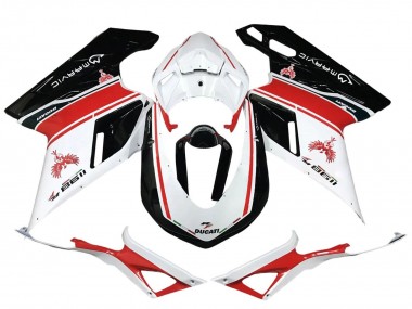 2007-2014 Ducati 1198 Motorcycle Fairings - White Red Glossy Black UK Manufacturers