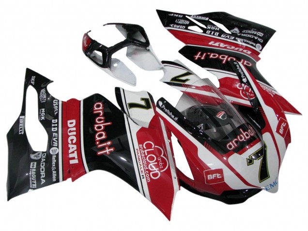 2011-2014 Ducati Panigale 899/1199 Motorcycle Fairings - White Red Glossy Black Aruba.it 7 UK Manufacturers