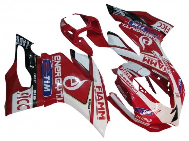 2011-2014 Ducati 1199 Motorcycle Fairings - White Red Glossy Black Fiamm 7 UK Manufacturers