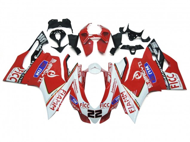 2011-2014 Ducati 1199 Motorcycle Fairings - White Red Glossy Black Fiamm Ficc 22 UK Manufacturers