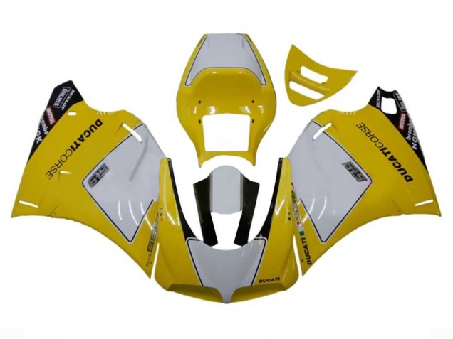 1993-2005 Ducati 996 Motorcycle Fairings - White Yellow Glossy Black Corse Performance UK Manufacturers